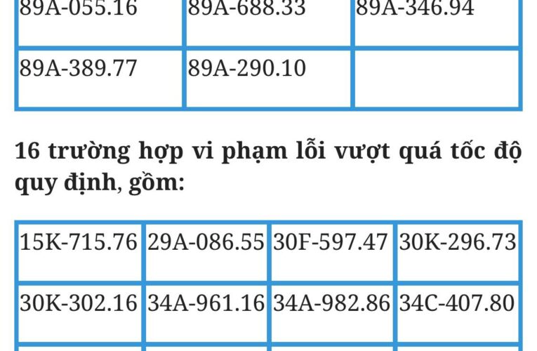 Danh sách phạt nguội 21 trường hợp vi phạm quy định về trật tự, an toàn giao thông