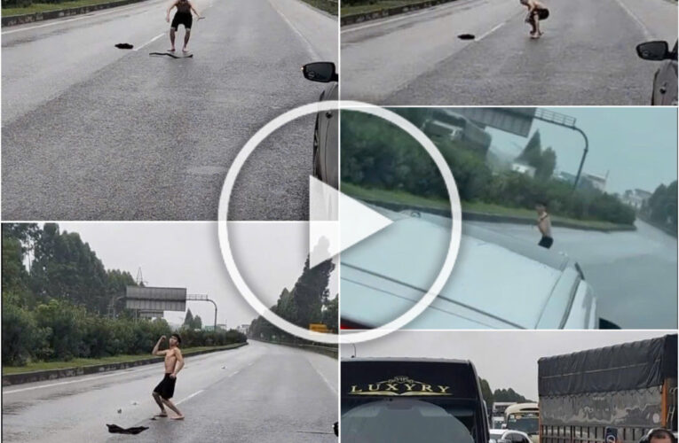 [VD] Trực tiếp thanh niên luyện võ giữa đường khiến cả cao tốc tă’c xếp hàng dài